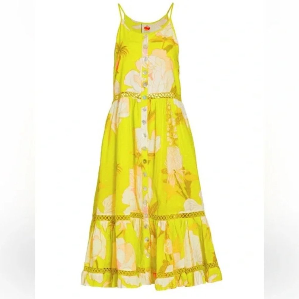 Farm Rio Women’s Neon Garden Cotton Midi Dress size M
